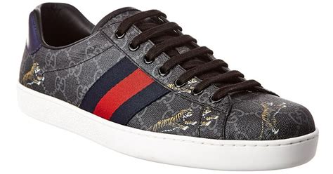 ace leather gucci shoes black|gucci ace tiger sneakers.